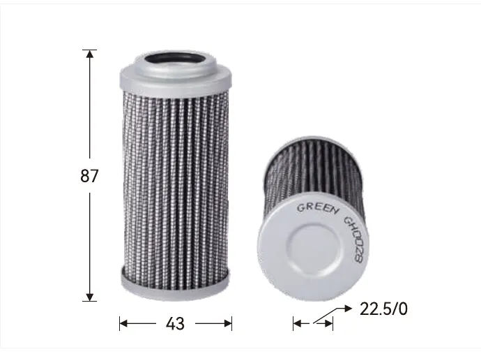 GH00028 Filtro hidráulico Altura (mm) 87, Diâmetro externo (mm) 43