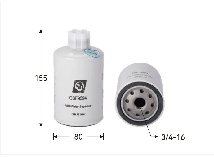 GSF9594 Filtro de combustible Altura (mm) 155, Diámetro exterior (mm) 80, Rosca 3/4-16
