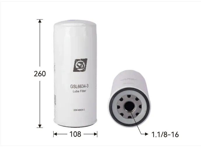 GSL6634 Oil filter Height (mm) 260, Outer diameter (mm) 108, Thread 1.1/8-16