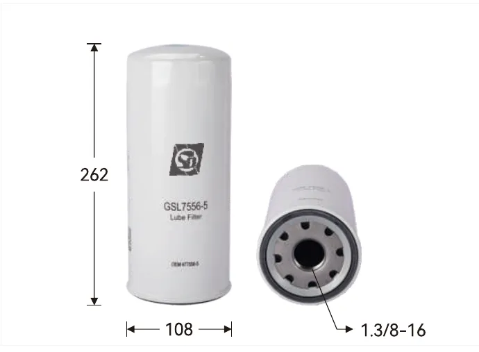 GSL7556 Oil filter Height (mm) 262, Outer diameter (mm) 108, Thread 1.3/8-16